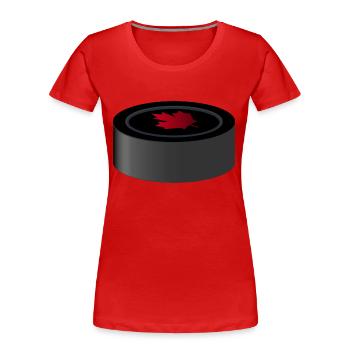 ice hockey ice skating skates puck hel - Women's Premium Organic T-Shirt - red - Front - Mia (176cm)