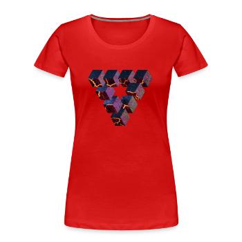 Geo Dreieck - Frauen Premium Bio T-Shirt - Rot - Vorne - Mia (176cm)