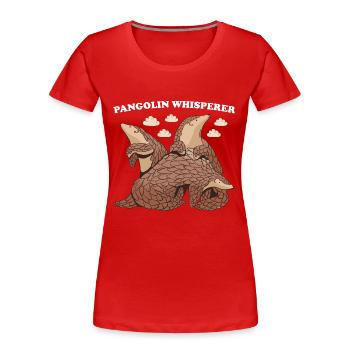 Pangolin Chuchoteur Pangolin - T-shirt bio Premium Femme - rouge - Devant - Mia (176cm)