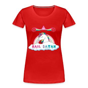 Hail Satan's Unicorn - Women's Premium Organic T-Shirt - red - Front - Mia (176cm)