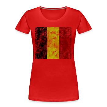 Drapeau vintage de la Belgique Drapeau - T-shirt bio Premium Femme - rouge - Devant - Mia (176cm)