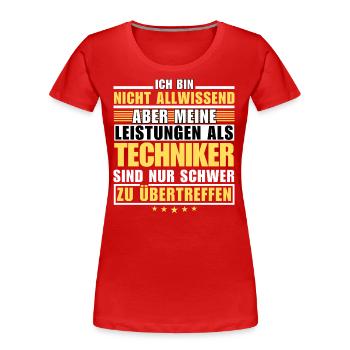 Unmatched performance as a technician - Women's Premium Organic T-Shirt - red - Front - Mia (176cm)