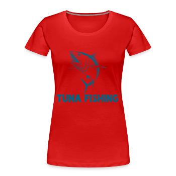 Angler - Angelsport - Thunfisch - Geschenk - Frauen Premium Bio T-Shirt - Rot - Vorne - Mia (176cm)
