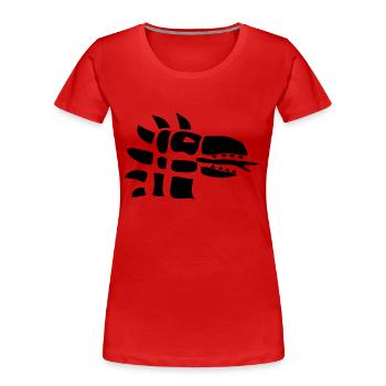 Drache | Drachenkopf | Drachen | Feuer | Reptil - Frauen Premium Bio T-Shirt - Rot - Vorne - Mia (176cm)