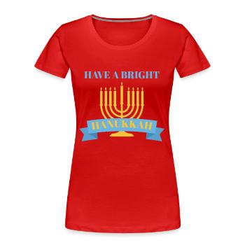 Hanoukka, Hanoukka, fête des lumières, cadeau, chemise - T-shirt bio Premium Femme - rouge - Devant - Mia (176cm)