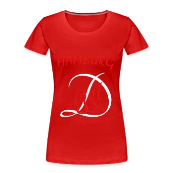Hamburg - Frauen Premium Bio T-Shirt - Rot - Vorne - Mia (176cm)