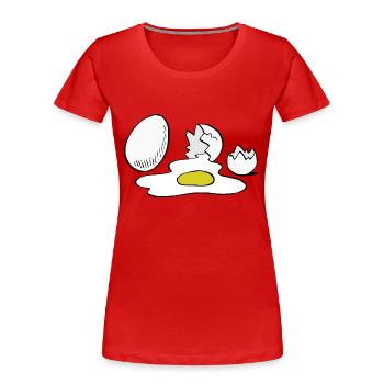 Eier,Ei,kaputt - Frauen Premium Bio T-Shirt - Rot - Vorne - Mia (176cm)