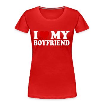 I love my boyfriend - Frauen Premium Bio T-Shirt - Rot - Vorne - Mia (176cm)
