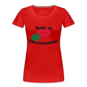 Made in Ahrenswohlde - Frauen Premium Bio T-Shirt - Rot - Vorne - Mia (176cm)