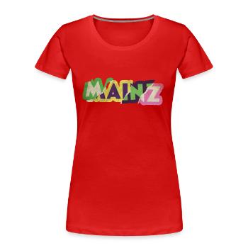 Mayence Allemagne City Font Punk Rétro - T-shirt bio Premium Femme - rouge - Devant - Mia (176cm)
