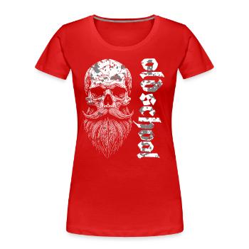 Oldschool Bärtiger Skull - Frauen Premium Bio T-Shirt - Rot - Vorne - Mia (176cm)