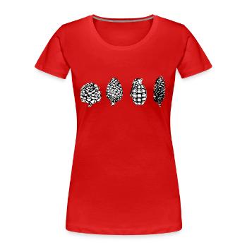 Handgranate / Tannenzapfen Street Art - Frauen Premium Bio T-Shirt - Rot - Vorne - Mia (176cm)