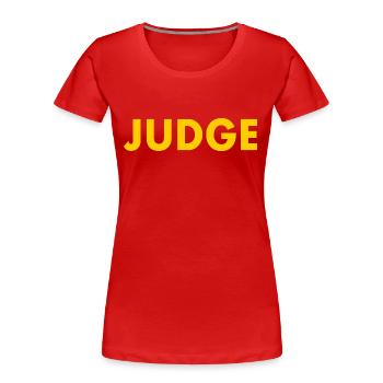 Judge - Frauen Premium Bio T-Shirt - Rot - Vorne - Mia (176cm)