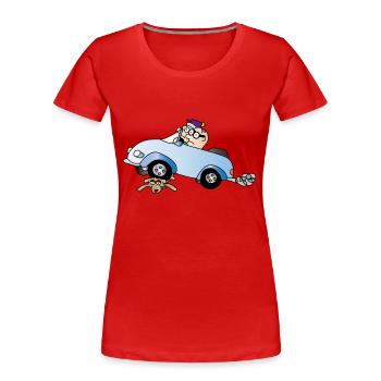 Vorsicht Rentner | Oma | Opa | Rente | | Senioren - Frauen Premium Bio T-Shirt - Rot - Vorne - Mia (176cm)