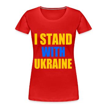 I stand with ukraine - Frauen Premium Bio T-Shirt - Rot - Vorne - Mia (176cm)