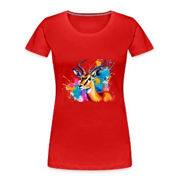 gazelle, illustration ,graffiti ,rose,coloré - T-shirt bio Premium Femme - rouge - Devant - Mia (176cm)