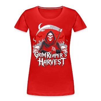 Récolte de la Faucheuse - T-shirt bio Premium Femme - rouge - Devant - Mia (176cm)