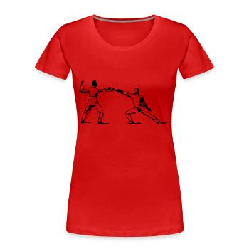 Escrime épée fleurette parade samurai9 - T-shirt bio Premium Femme - rouge - Devant - Mia (176cm)