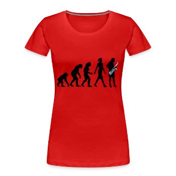 Evolution der Frau Saxophon Spielerin - Frauen Premium Bio T-Shirt - Rot - Vorne - Mia (176cm)