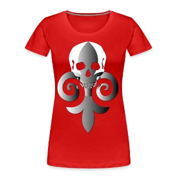 Totenkopf mit Lilie - Frauen Premium Bio T-Shirt - Rot - Vorne - Mia (176cm)
