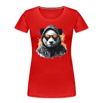 Panda cool avec sweat à capuche - T-shirt bio Premium Femme - rouge - Devant - Mia (176cm)