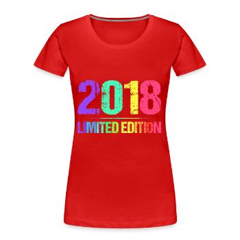 2018 Limited Edition Jahrgang 18er Retro Jahrgang - Frauen Premium Bio T-Shirt - Rot - Vorne - Mia (176cm)