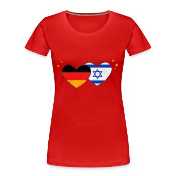I love Israel Germany Flags Hearts Flags - Women's Premium Organic T-Shirt - red - Front - Mia (176cm)