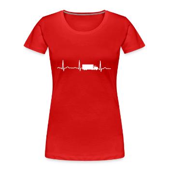 EKG HERZSCHLAG TRUCK LKW weiß - Frauen Premium Bio T-Shirt - Rot - Vorne - Mia (176cm)