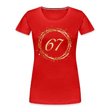 67 - Women's Premium Organic T-Shirt - red - Front - Mia (176cm)