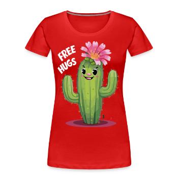 Kein Umarmer Lustiger Kaktus Sarkastisch - Frauen Premium Bio T-Shirt - Rot - Vorne - Mia (176cm)
