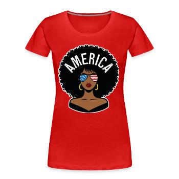 Amerika Afro - Frauen Premium Bio T-Shirt - Rot - Vorne - Mia (176cm)