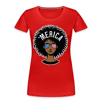 "merica Afro - Frauen Premium Bio T-Shirt - Rot - Vorne - Mia (176cm)