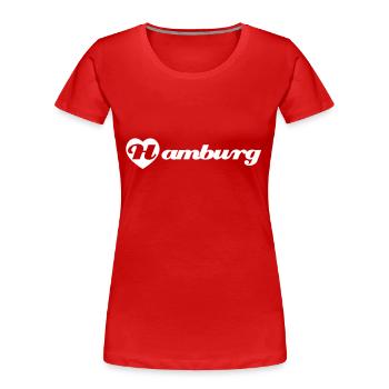 J'aime Hambourg - T-shirt bio Premium Femme - rouge - Devant - Mia (176cm)