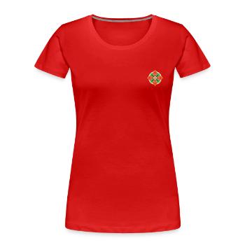 Ornement floral Coréen - T-shirt bio Premium Femme - rouge - Devant - Mia (176cm)