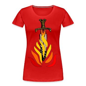 Schwert in Flammen - Frauen Premium Bio T-Shirt - Rot - Vorne - Mia (176cm)