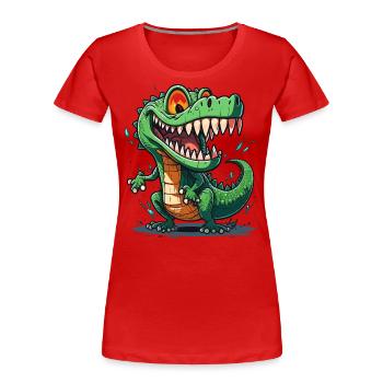 Grinning Gator - Women's Premium Organic T-Shirt - red - Front - Mia (176cm)