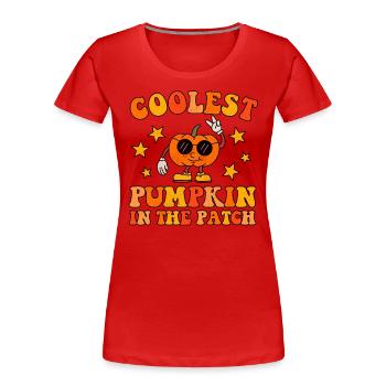 Coolest Pumpkin In The Patch Groovy Fall - Women's Premium Organic T-Shirt - red - Front - Mia (176cm)