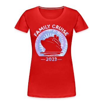 Croisière en famille 2023 Tie Dye Print Voyage en famille - T-shirt bio Premium Femme - rouge - Devant - Mia (176cm)