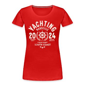 Yachting Marseille Alter Hafen 2024 - Frauen Premium Bio T-Shirt - Rot - Vorne - Mia (176cm)