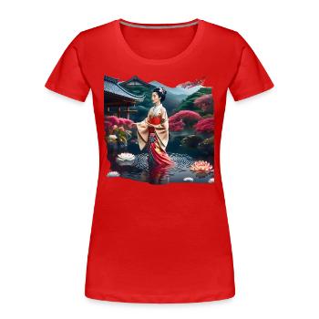 Dame japonaise - T-shirt bio Premium Femme - rouge - Devant - Mia (176cm)