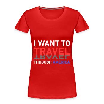 Amerika-Reise - Frauen Premium Bio T-Shirt - Rot - Vorne - Mia (176cm)