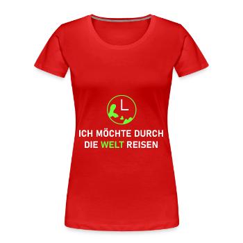 weltweite Reise - Frauen Premium Bio T-Shirt - Rot - Vorne - Mia (176cm)