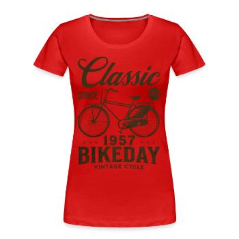 Cyclist 1957 Bike 65 years anniversary - Women's Premium Organic T-Shirt - red - Front - Mia (176cm)