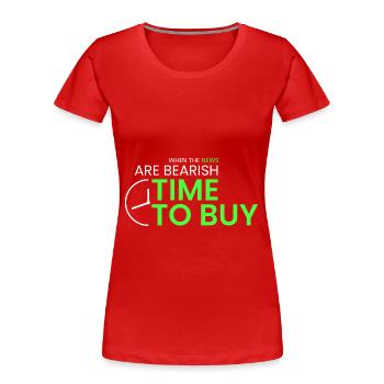 wenn die Nachrichten bärisch sind - Frauen Premium Bio T-Shirt - Rot - Vorne - Mia (176cm)