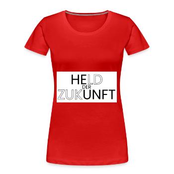 Held der Zukunft - Frauen Premium Bio T-Shirt - Rot - Vorne - Mia (176cm)