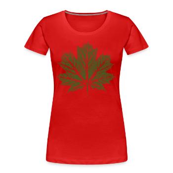 Feuille d’érable / Feuille - Érable botanique - T-shirt bio Premium Femme - rouge - Devant - Mia (176cm)