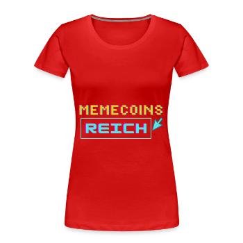 memecoins -> reich - Frauen Premium Bio T-Shirt - Rot - Vorne - Mia (176cm)