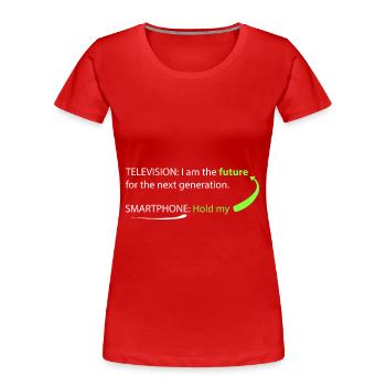 smarthphone vs fernseher - Frauen Premium Bio T-Shirt - Rot - Vorne - Mia (176cm)