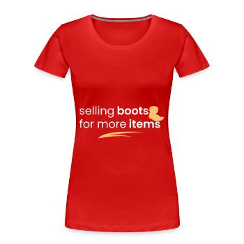 Vente de bottes pour d’autres articles - T-shirt bio Premium Femme - rouge - Devant - Mia (176cm)