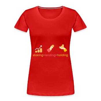 Abstecken - Leihen - Halten - Frauen Premium Bio T-Shirt - Rot - Vorne - Mia (176cm)